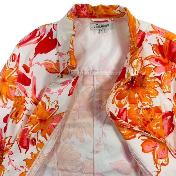 colorful floral print jacket Jessica sport sz 12 - Picture 9 of 16